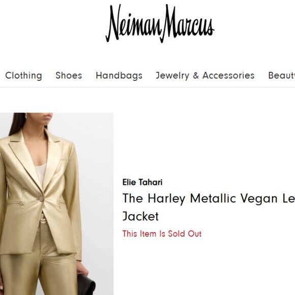 Elie Tahari The Harley Metallic Vegan Faux Leather Jacket, Gold - Picture 1 of 15